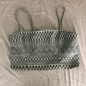 Black and white geometric crop top